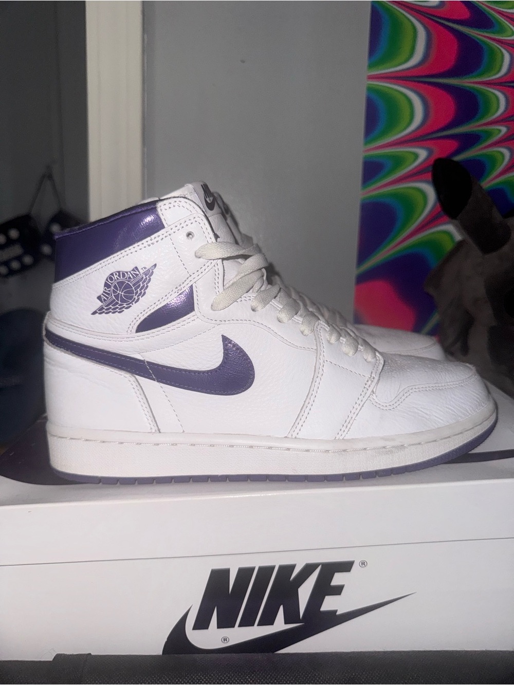 Nike Air Jordan 1 Sneakers - White & Purple - Picture 9 of 9